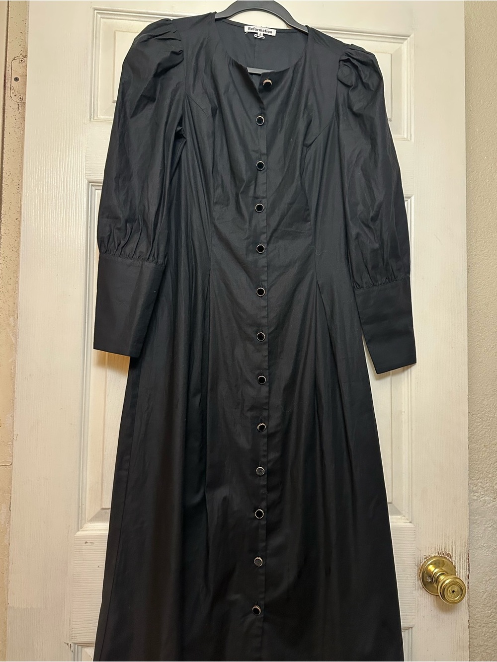 Reformation Black Button-Front Maxi Dress with Front Slit - Picture 6 of 7
